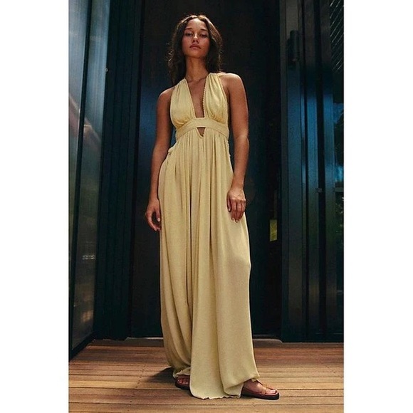 NWT Free People Look Into the Sun Maxi Dress in Lemongrass, Sz. S - Picture 5 of 11